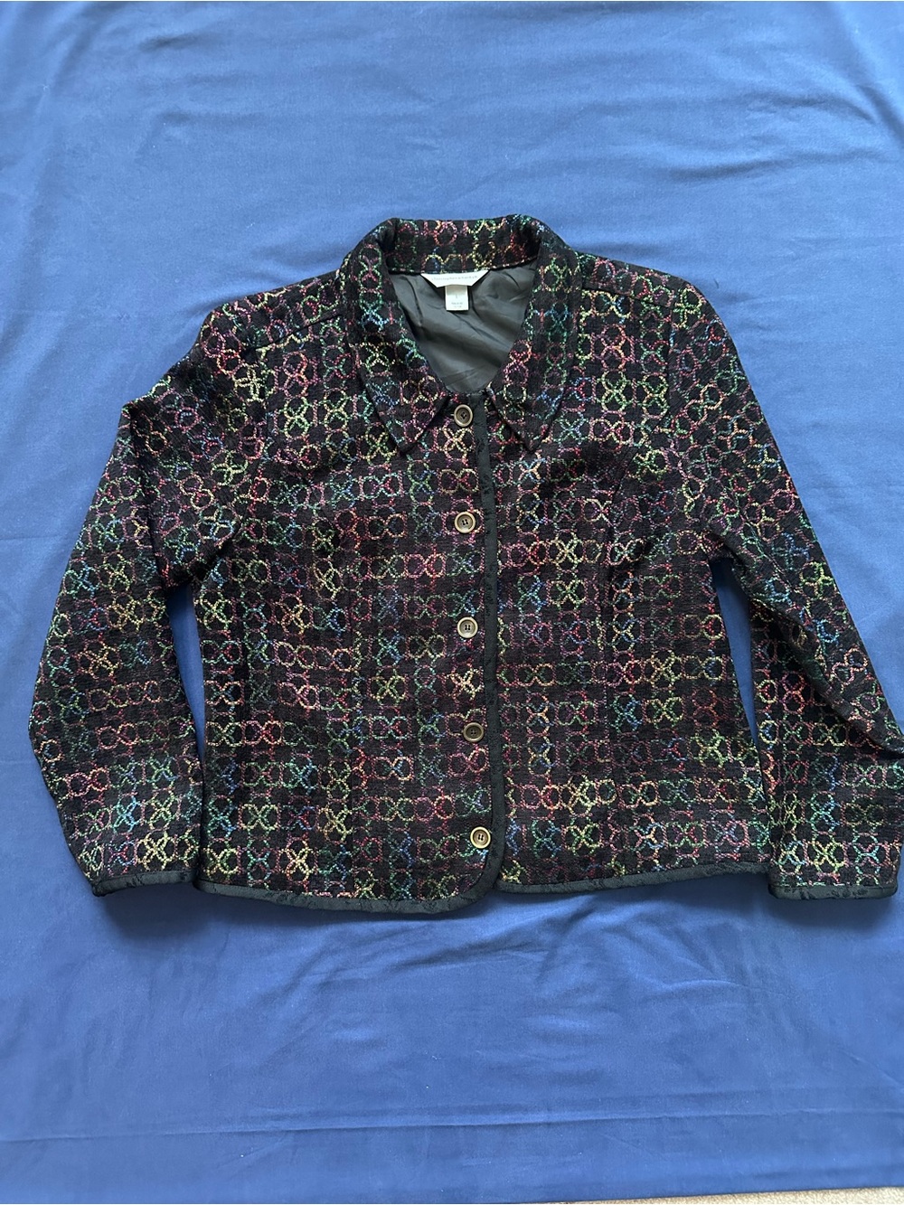 Christopher & Banks Multicolor Tweed-Style Blazer Jacket Women's L